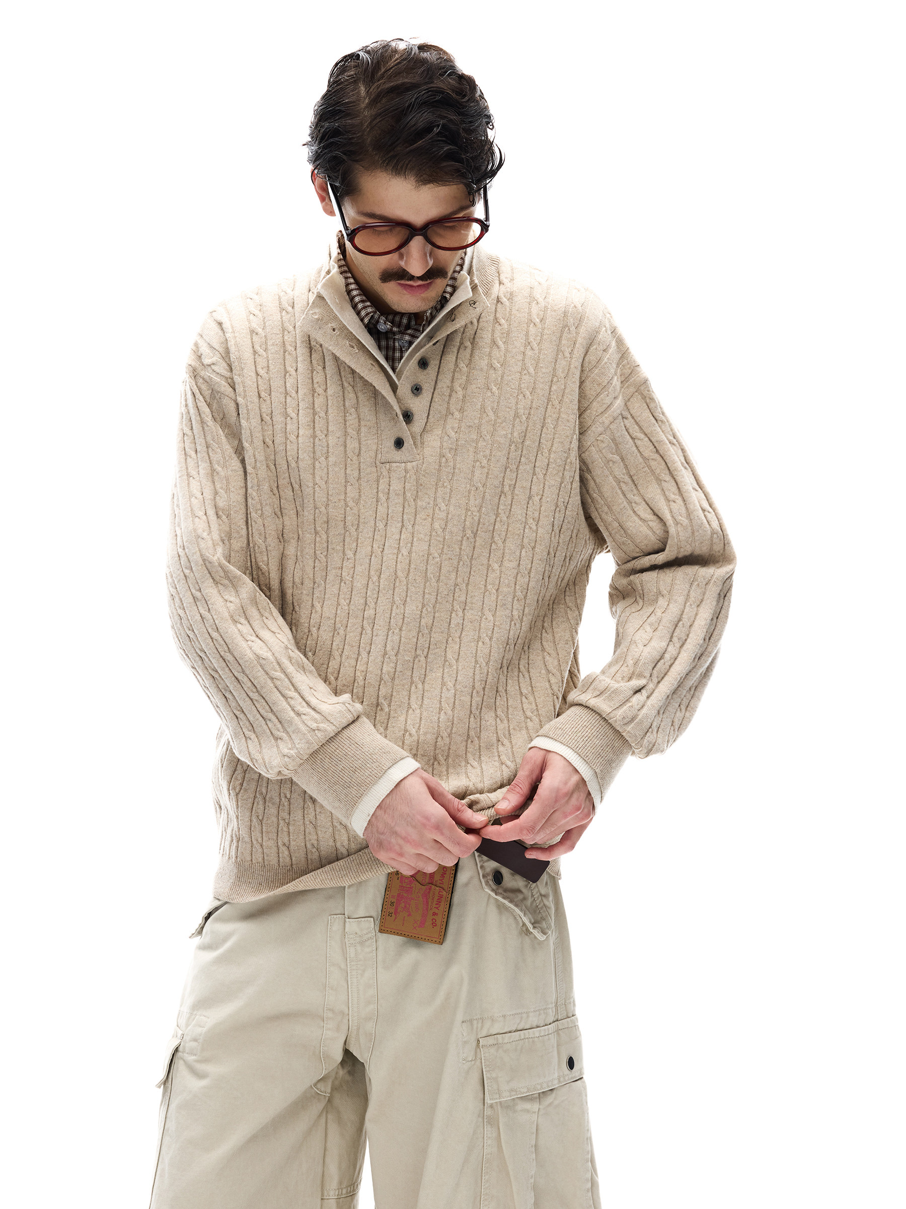 Street Fashion Look - Fur Collar Pullovers American Mens Yellow