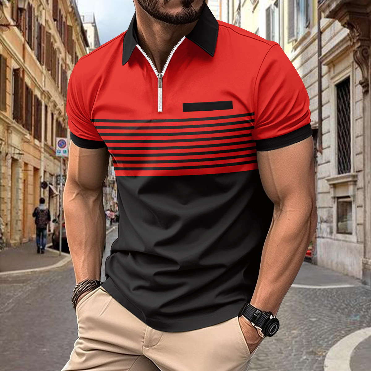 2025 Summer lapel zipper Casua - Street Fashion Men 2025 avaliação e preço