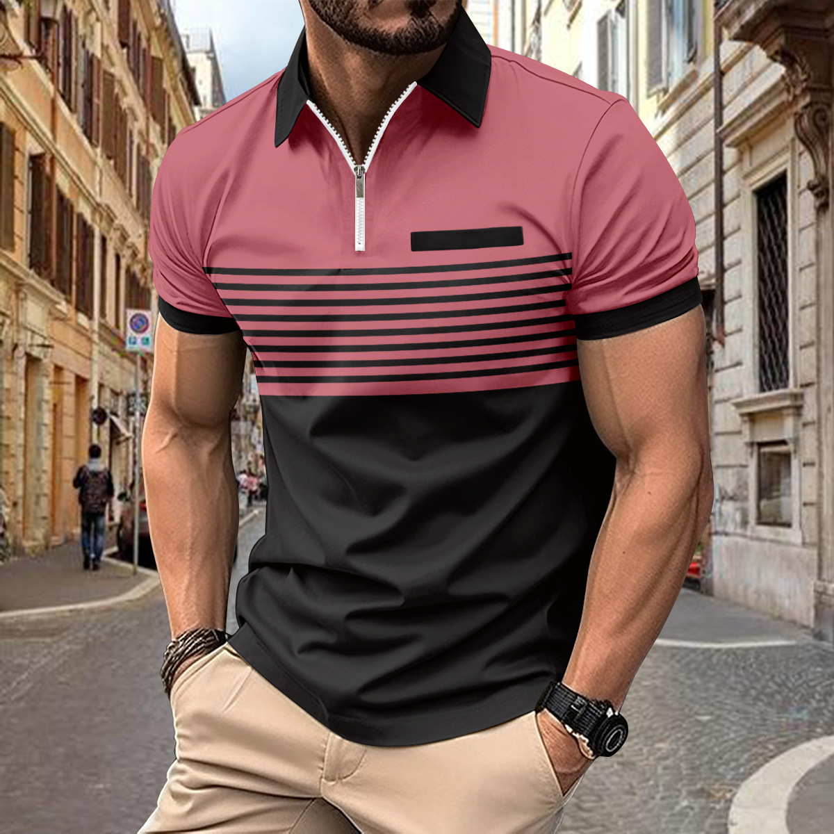 2025 Summer lapel zipper Casua - Street Fashion Men 2025 avaliação e preço
