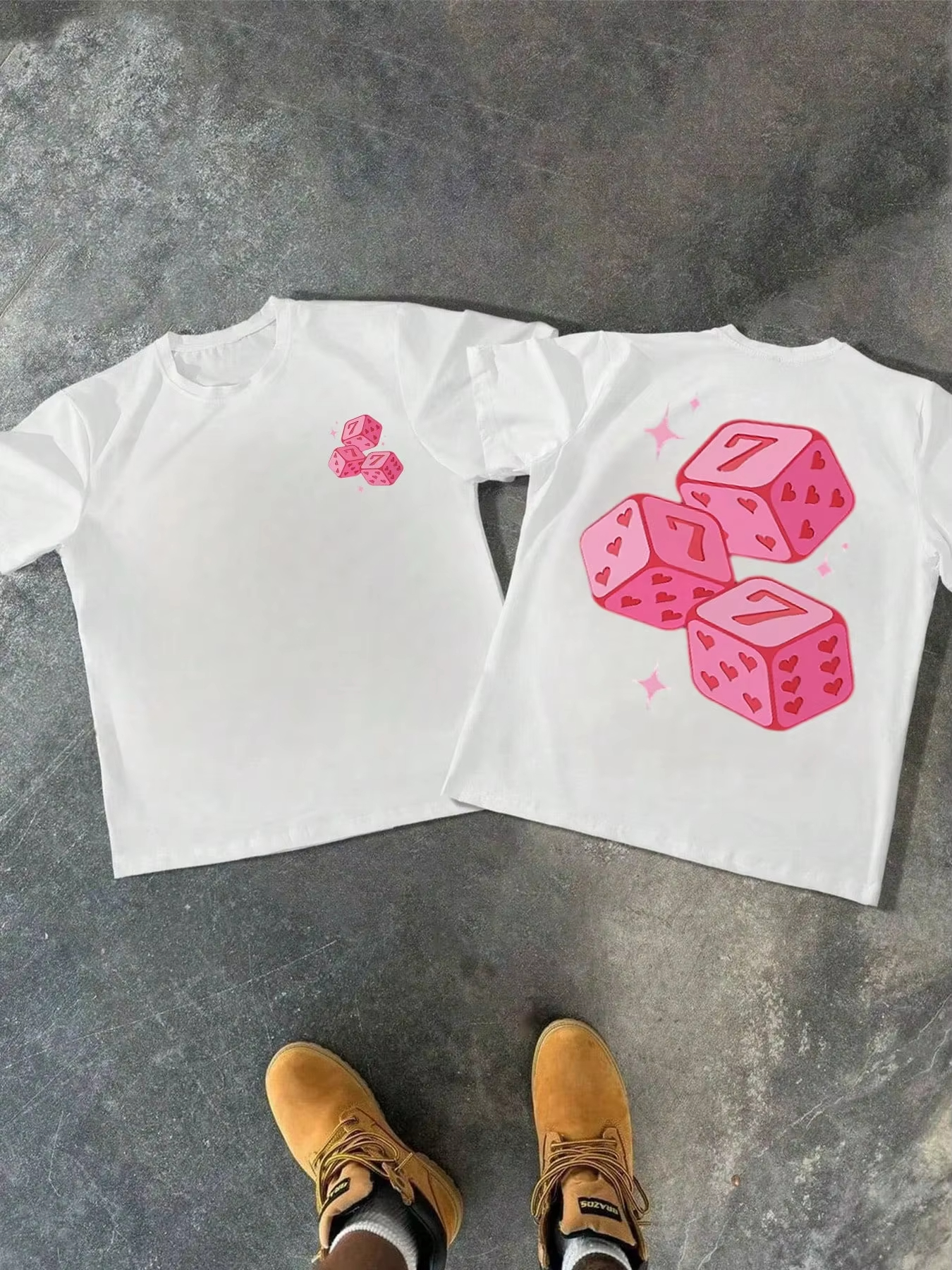 Summer Fashion Pink Dice Patte - Street Fashion Couple avaliação e preço