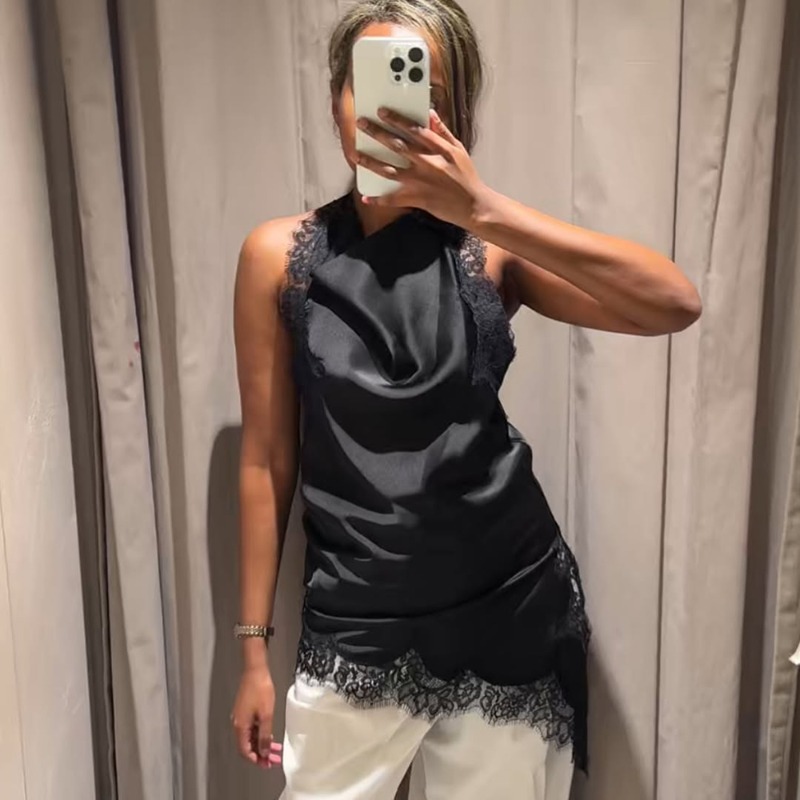 Tuularose Black Lace Vest Fash - Street Fashion Look avaliação e preço