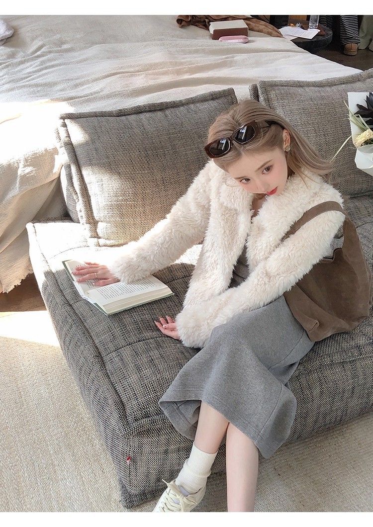 Lamb Wool Jacket For Woman Bik - Street Fashion Look avaliação e preço