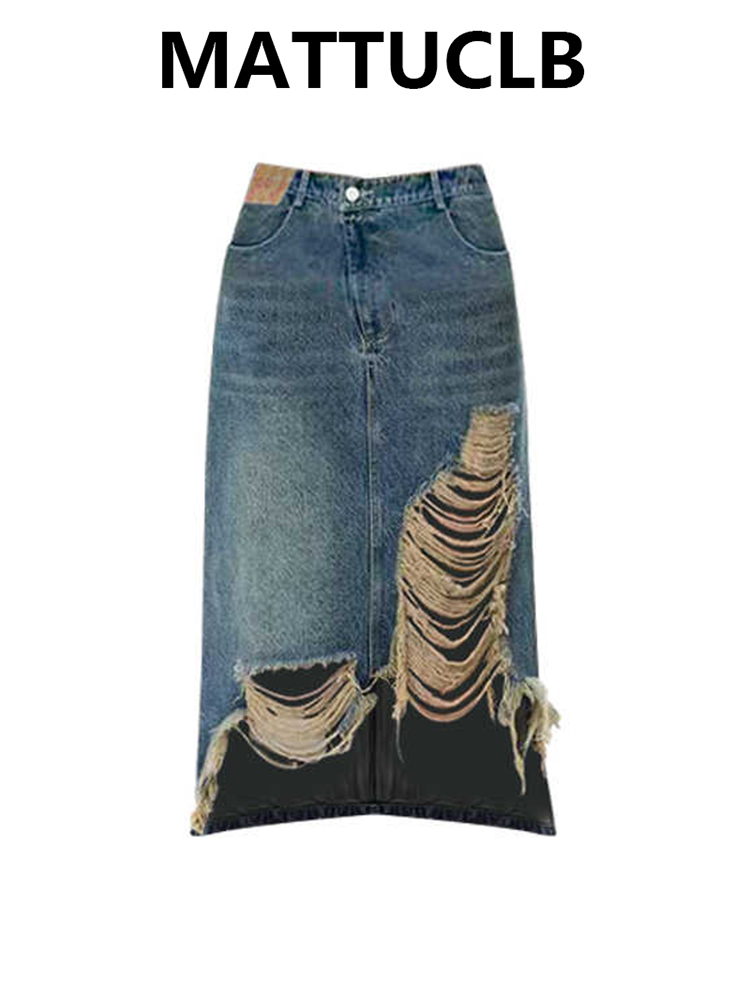 Women 2000s Midi Skirt Ripped  - Street Fashion Korean avaliação e preço