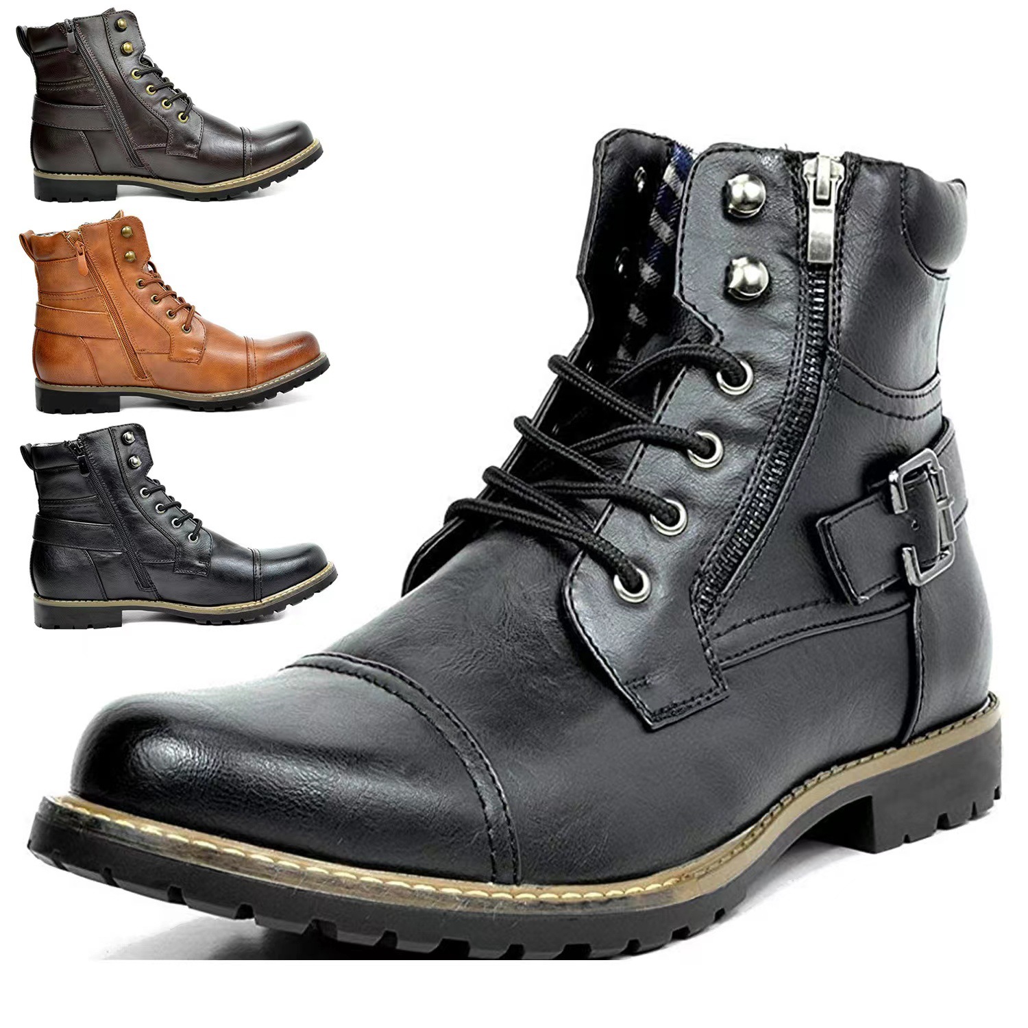 Men's Multi-Color Leather Ankl - Street Fashion Look avaliação e preço