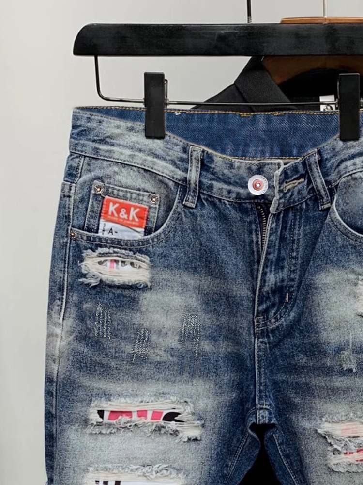 2026 Summer Ripped Straight Me - Street Fashion Korean avaliação e preço
