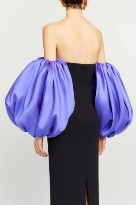 Purple Satin Bubble‑Sleeve 202 - Street Fashion Look avaliação e preço