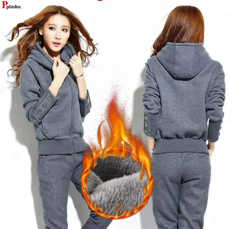 Winter 2 Pieces Sets Hooded Pl - Street Fashion Korean avaliação e preço