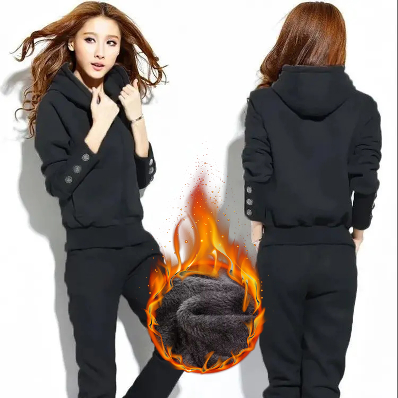Winter 2 Pieces Sets Hooded Pl - Street Fashion Korean avaliação e preço