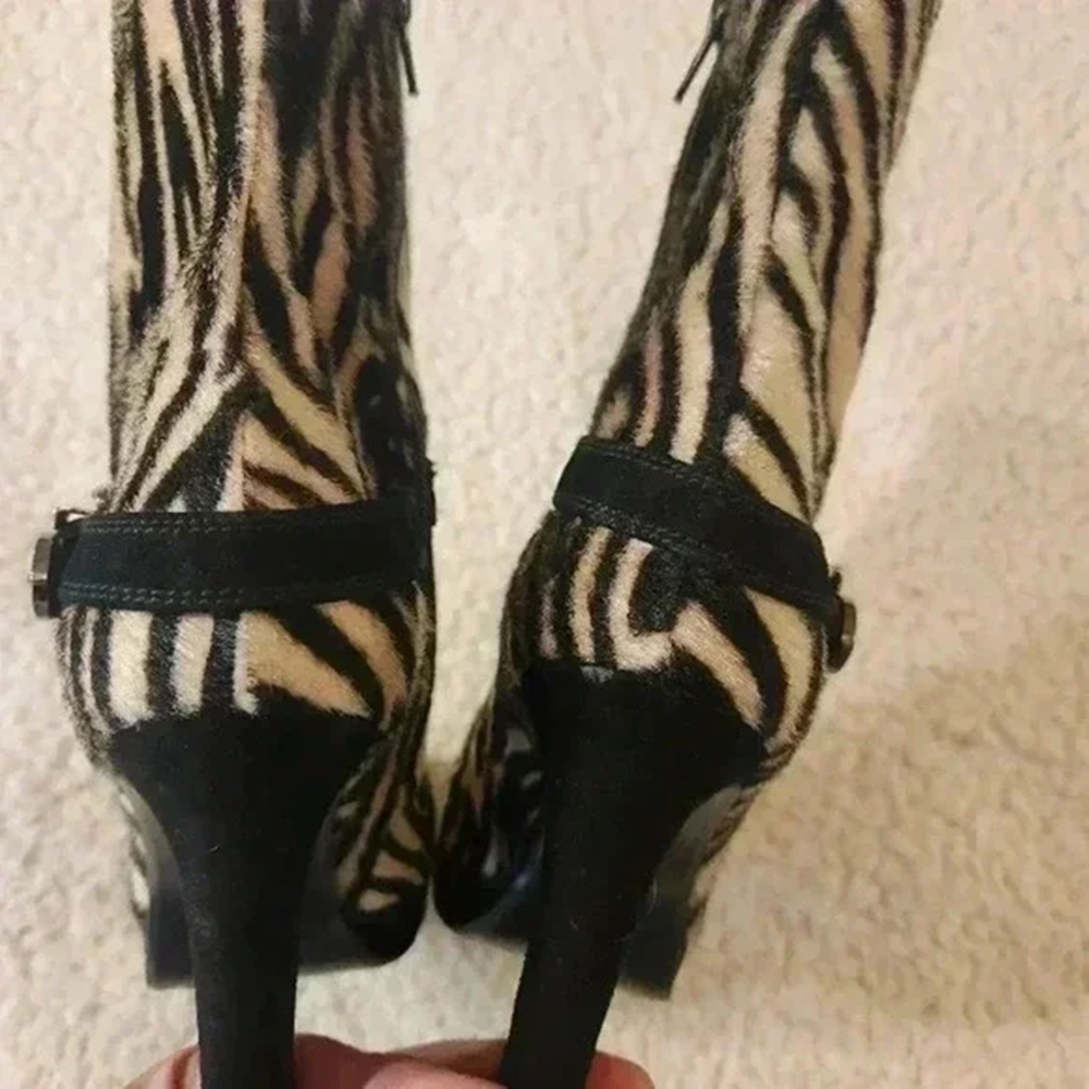 Zebra-Print Faux Fur Slim Stil - Street Fashion Look avaliação e preço
