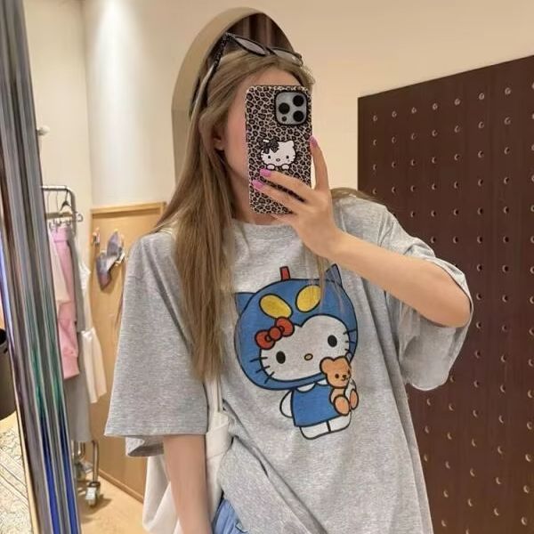 Short Sleeved Hello Kitty Prin - Street Fashion Jersey avaliação e preço