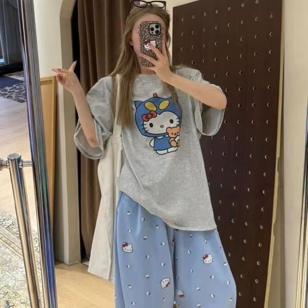 Short Sleeved Hello Kitty Prin - Street Fashion Jersey avaliação e preço