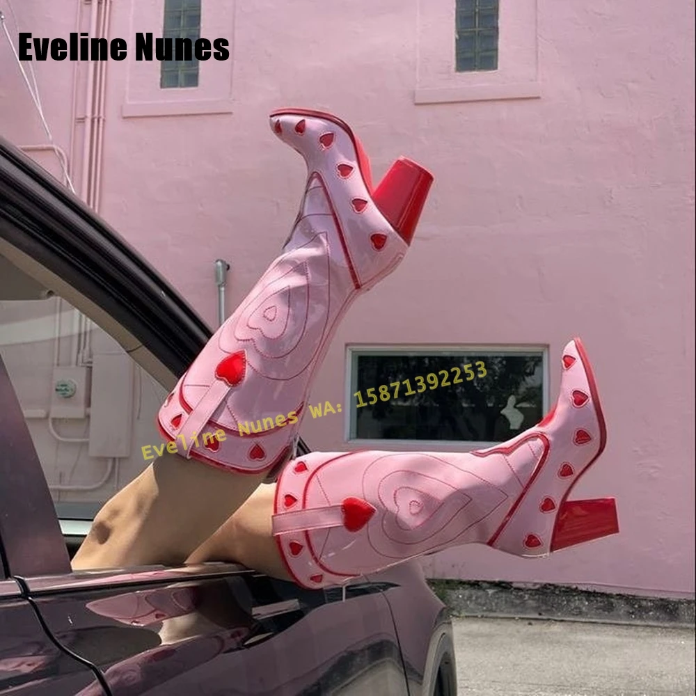 Pink Heart Space Cowgirl Boots - Street Fashion Female avaliação e preço