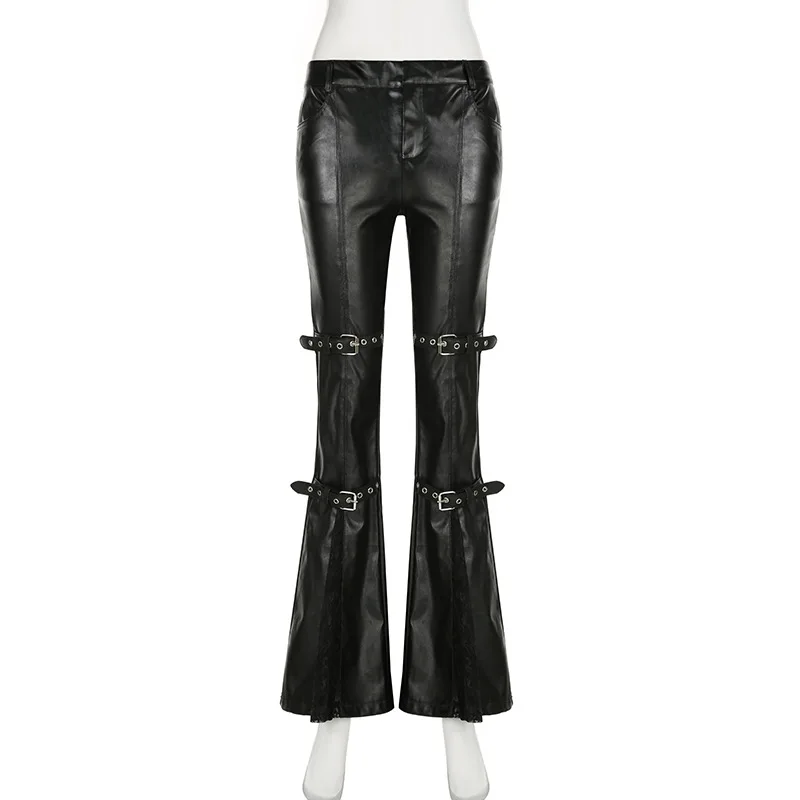 Women's PU Leather Flare Pants - Street Fashion Female avaliação e preço